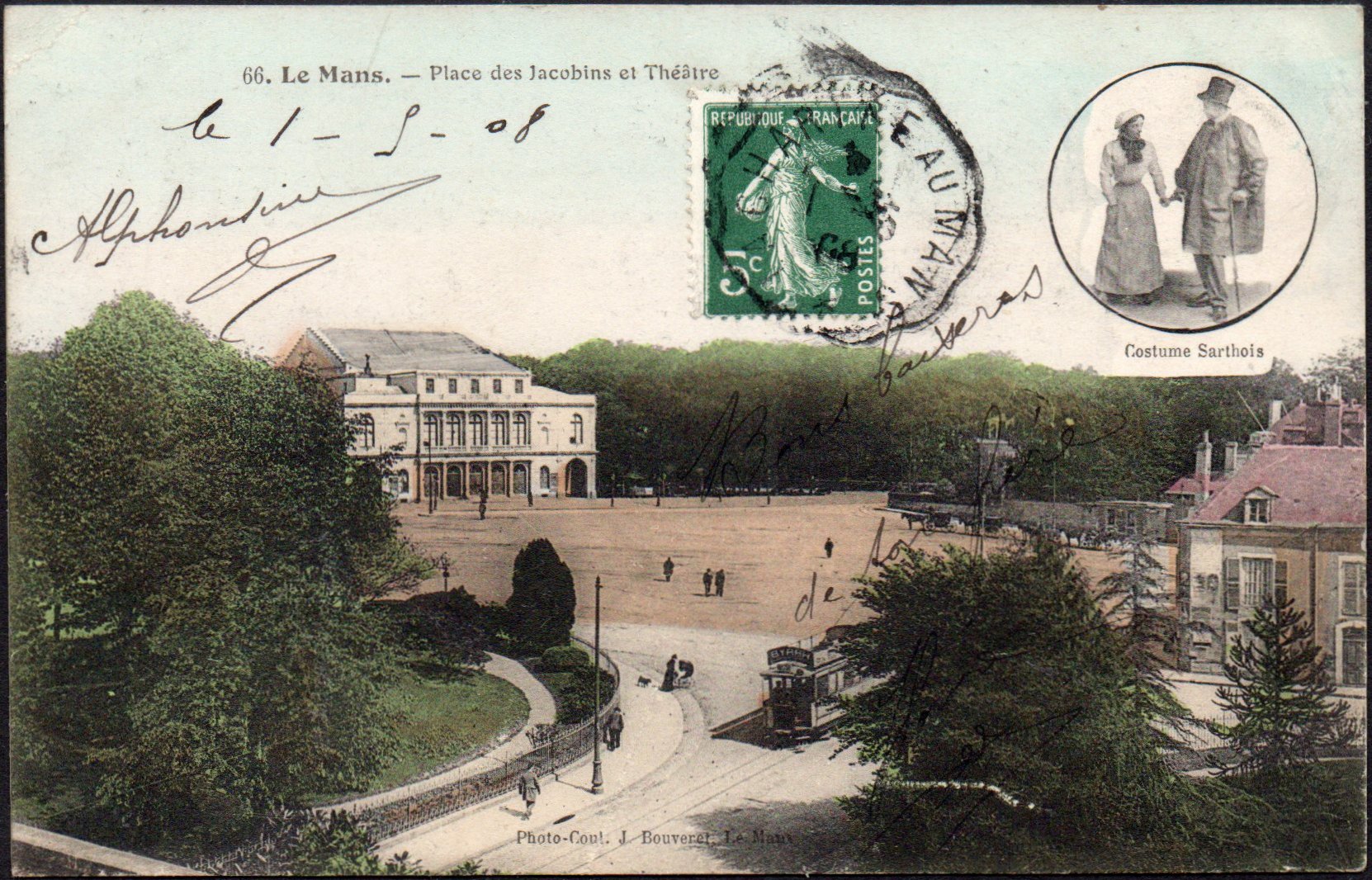 Courrier-Convoyeur-Ligne du Tramway La Chartre au Mans May 1908 Early Pothion Type III